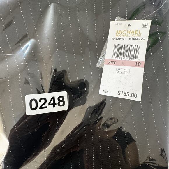 NWT Michael Kors Women's Pinstriped Boot-Cut Trousers Black Pants Size 10 - Picture 14 of 14